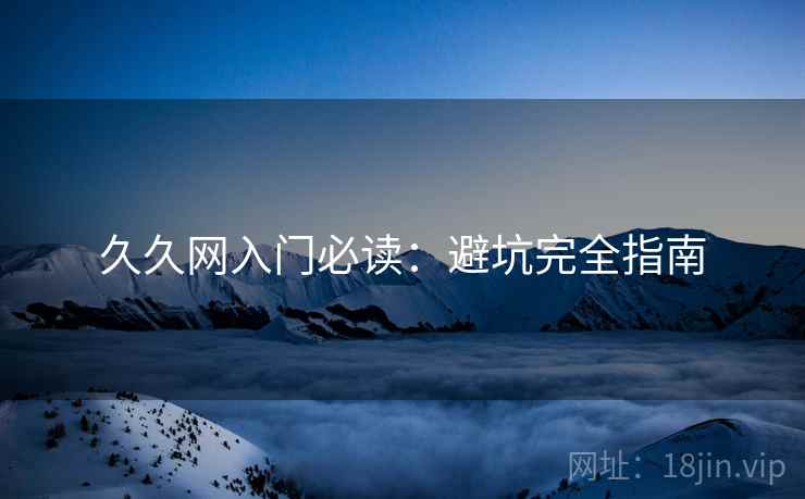 久久网入门必读：避坑完全指南
